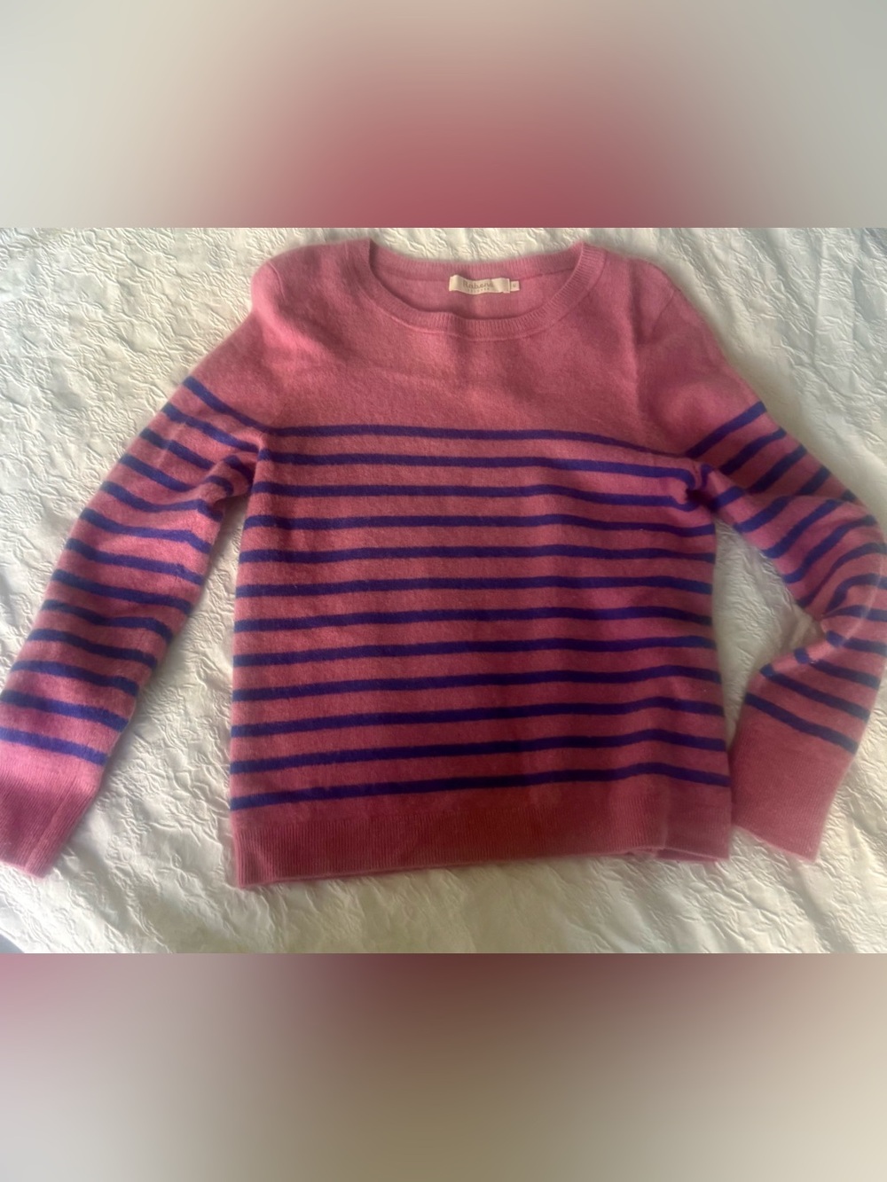 Rabens Saloner M cashemir Pink Stripe Crewneck Sweater